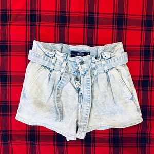Hollister Y2K acid wash high waist denim shorts - high waist - belt